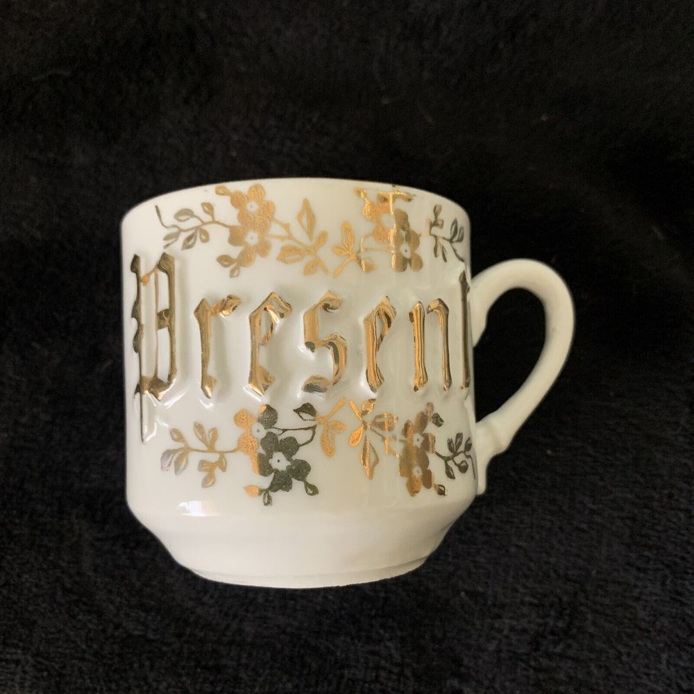 Vintage "Present" Small Cup, Ivory and Gold Color, marked "MADE IN GERMANY"